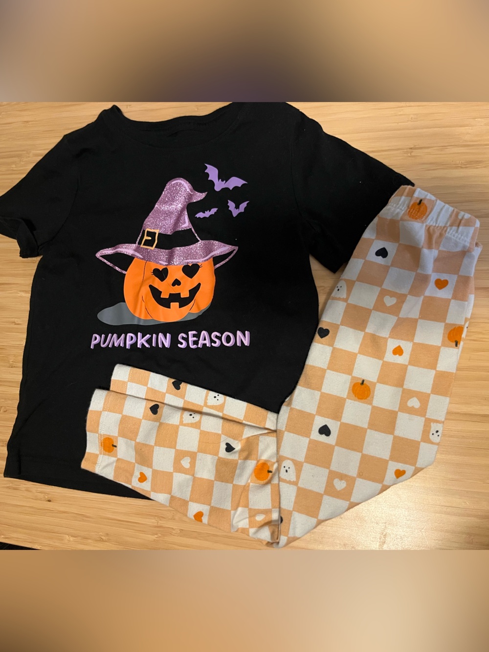 Halloween Pumpkin Checkered Set Size 3T